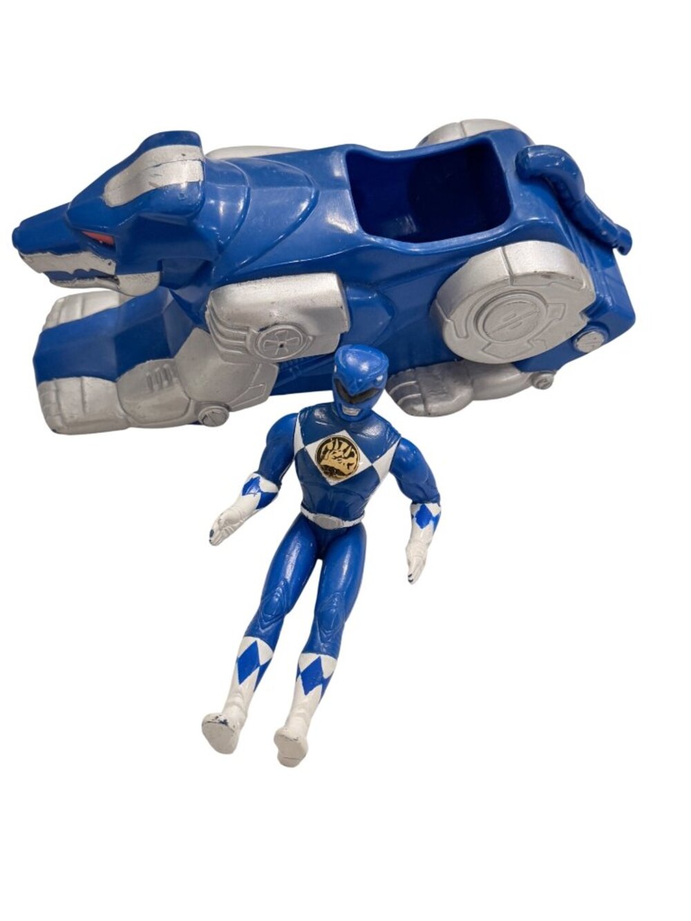 Mighty Morphin Power Rangers 1995 Blue Ranger & Wolf Zord Action Figure & Vehicl